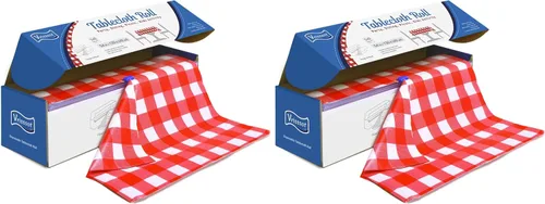 Vista 17 de Mantel desechable de plástico para mesas: 54 pulgadas x 120 pies, cubierta de mesa de plástico con cortador fácil de deslizar, manteles de plástico
