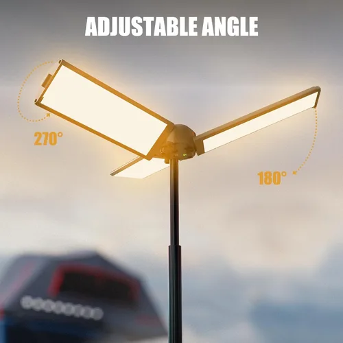 Vista 7 de BUBRA Luces telescópicas de campamento de 40 pulgadas con soporte, luz LED recargable de trabajo de 8000 mAh y linterna de campamento, lámpara
