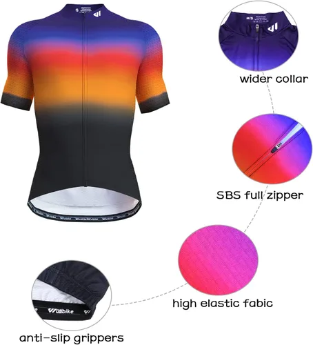 Vista 4 de Lo.gas Maillot de ciclismo para hombre, manga cortalarga, camisas de ciclismo con cremallera completa con bolsillos, ropa de bicicleta de carretera