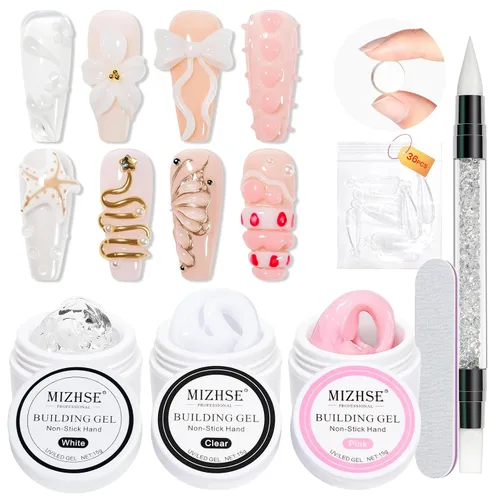 Vista 11 de MIZHSE - Gel constructor sólido para uñas, 3.53 oz, gel para esculpir 3D transparente para uñas 3.53 oz transparente