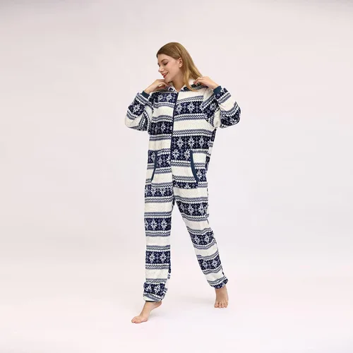 Vista 3 de Pijama de Navidad para mujer, ultra cómodo, para descansar, peludo 654321, mameluco con capucha, ropa de dormir para el hogar