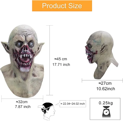 Vista 7 de Demi Sharky Scary Vampire Monster Mask, Creepy Adult Bloody Haed Mask for Halloween Costume Cosplay Party Props