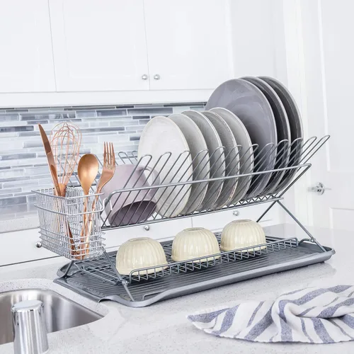 Vista 2 de Mejor Houseware3489.5plegable Dish Rack, color plateado metálico