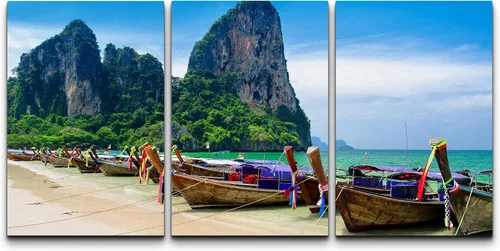 Vista 105 de wall26 Lienzo enmarcado para pared, juego de arte exótico tropical, océano, mar, avión, puesta de sol, transporte, fotografía, realismo, decorativo