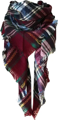 Vista 13 de Wander Agio - Bufanda envolvente con diseño a cuadros o triangular para mujer, cálida y larga, de punto, sensación de cachemira, chal