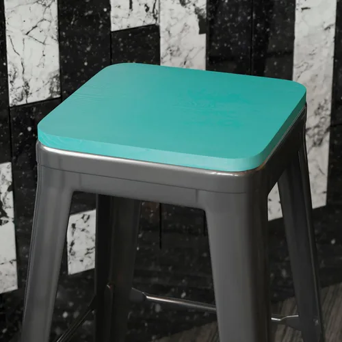 Vista 12 de BizChair Juego de 4 asientos de madera de poliresina, poliestireno negro, bordes redondeados para mayor comodidad, para sillas y taburetes de metal
