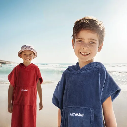 Vista 6 de Hiturbo Toalla de cambio de toalla para niños: toallas de baño de felpa suave, sudadera con capucha cálida de forro polar coral, poncho de surf