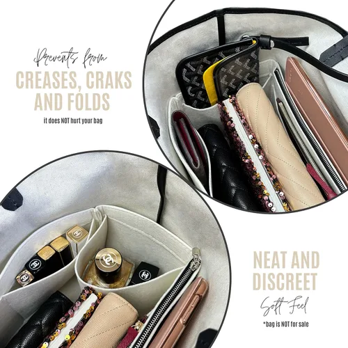 Vista 8 de St Louis PM - Organizador de bolsas St Louis GM Tote Bag Inserto hecho a mano 0.118 in Lana Premium Fieltro Snug Robusta Cremallera plateada