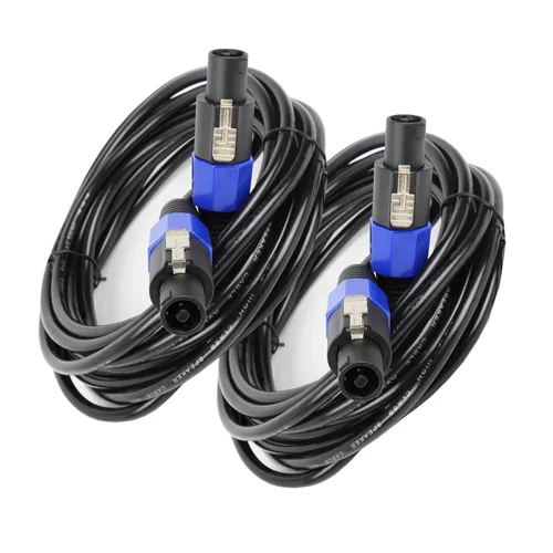 Vista 11 de HBU Paquete de 1 cable Speakon a Speakon de 3 pies (4 conductores, 12 AWG), 1 cable macho NL4FC de 3 pies de altavoz, Pro PA DJ Studio, escenario