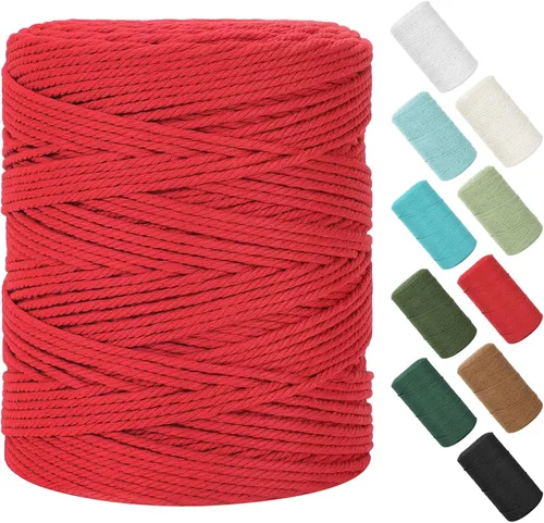 Vista 102 de Cuerda de macramé de 0.079 in x 220 yardas (656 pies), cuerda de algodón natural para colgar en la pared, ganchos de plantas, manualidades Verde