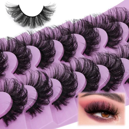 Vista 8 de TOOCHUNAG - Pestañas postizas esponjosas 8D de 20mm, pelo de visón sintético, pestañas naturales, gruesas, con volumen, ojo de gato, paquete de 7