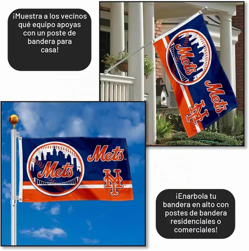 Vista 3 de WinCraft Bandera con logotipo de los New York Mets de 3 x 5 pies con ojal