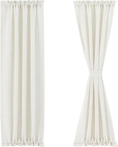 Vista 13 de FMFUNCTEX Cortinas transparentes de lino para puerta lateral de 40 pulgadas de largo para puertas de vidrio delanteras, puertas de patio, puertas