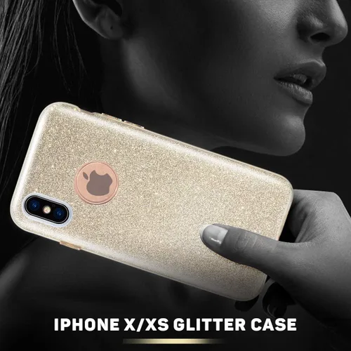 Vista 6 de Carcasa para iPhone X (2017), con brillantina, brillo de cristal de MATEPROX , Dorado