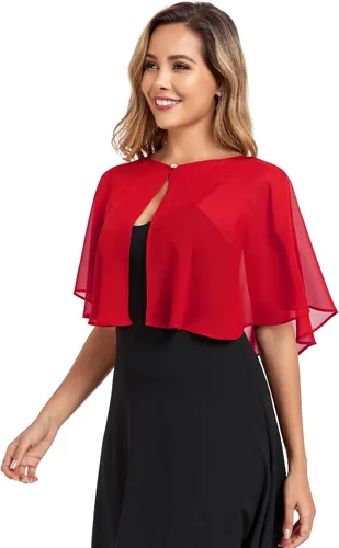 Vista 10 de TONGFANTFL Capelets de gasa para mujer, chal para vestido de noche Verde (Baby Green)