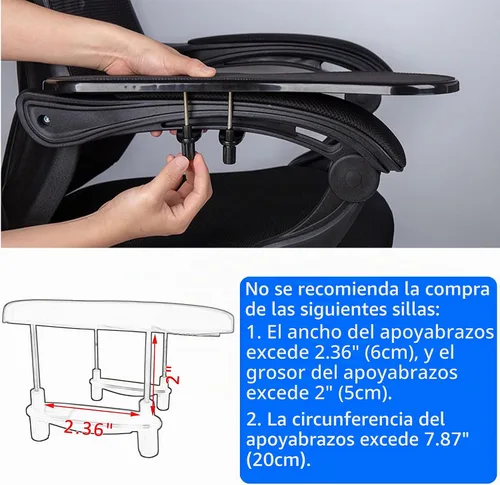 Vista 4 de LL-COEUR Reposamuñecas de apoyo para mesa y silla, extensor de escritorio ergonómico, soporte multifuncional para mouse para computadora (negro)