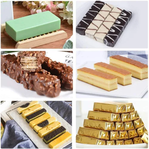 Vista 5 de Molde de silicona rectangular grande, 2 unidades de barra de granola de 8 cavidades, moldes de barra de cereales para hornear para barra energética