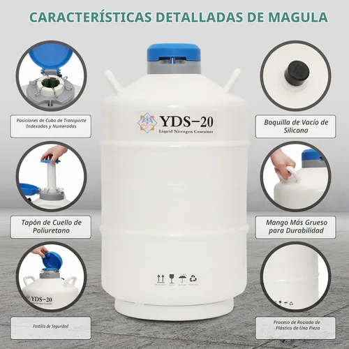 Vista 4 de Contenedor de Nitrógeno Líquido Criogénico de 20L (LN2) Contenedor Criogénico de Aleación de Aluminio Contenedor Criogénico Estático de Nitrógeno