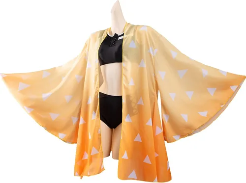Vista 2 de Roocnie Womens Demon Tanjiro Swimsuit Bikini Anime Summer Bathing Suit Cosplay Costume