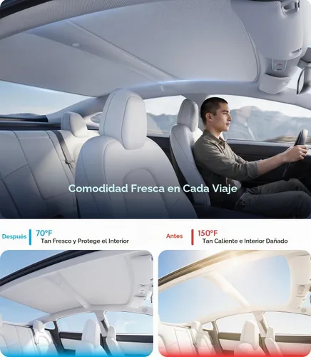 Vista 2 de Wigoo para Tesla Model 3 Accesorios Parasol techo, Interior Gris