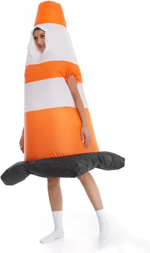 Vista 4 de HSCTEK Disfraz inflable de cono de tráfico para adultos