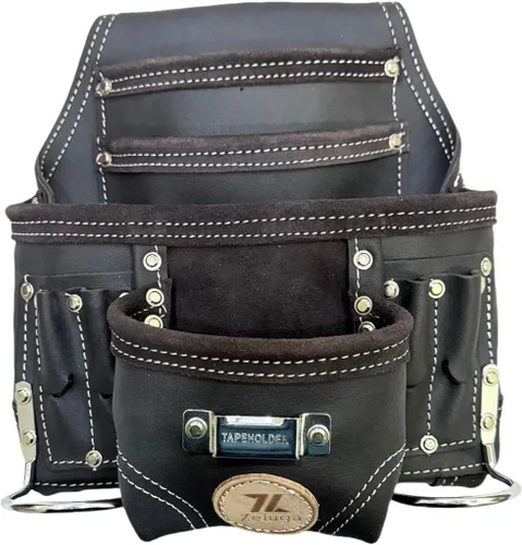 Vista 7 de Zeluga 20-117 Bolsa de herramientas de 10 bolsillos, de piel resistente para rigger, negra