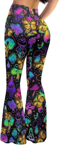 Vista 4 de Leggings acampanados para mujer, pantalones de yoga con levantamiento de glúteos