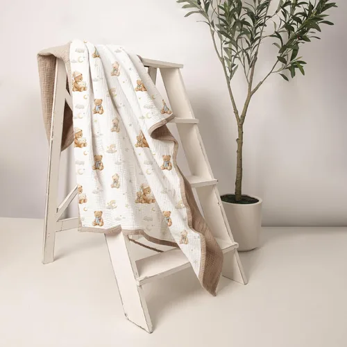 Vista 8 de lulumoon Manta de muselina neutra para bebé, ropa de cama de algodón transpirable para cuna para niños pequeños, 4 capas suaves y ligeras