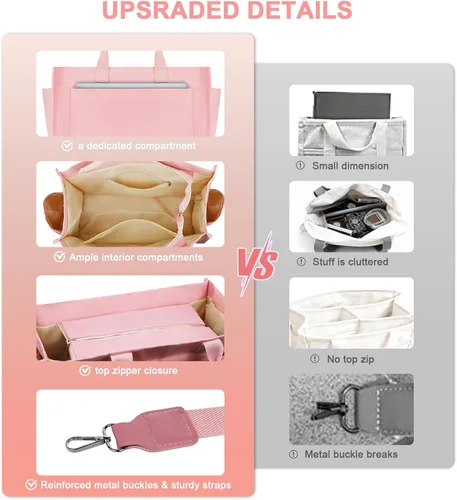 Vista 6 de Bolso de lona para mujer con bolsillos, bolso cruzado para portátil de trabajo, bolso de hombro para todo lo demás, bolso de lona para todos