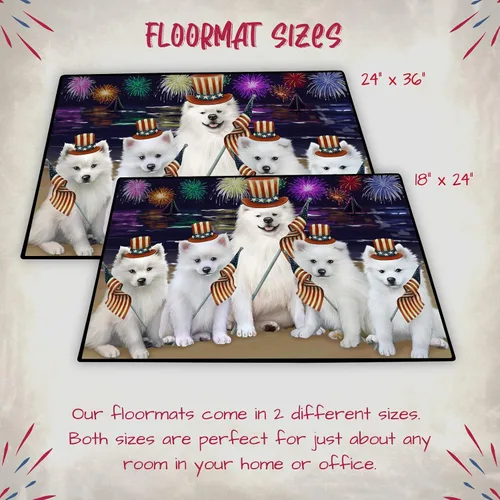 Vista 6 de Doggie of the Day American Eskimo Dogs Floor Mat - 4th of July Independence Day - Best Dog Doormat - Protector Decor - Unique Portrait Art - Premium