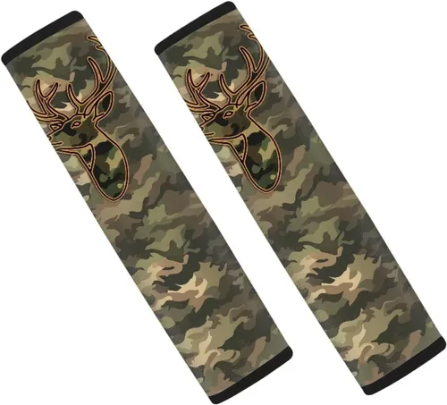 Vista 16 de LedBack Fundas para cinturón de seguridad de coche con diseño de bandera americana y camuflaje, paquete de 2, almohadilla universal para cinturón
