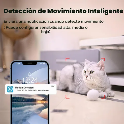 Vista 6 de owltron Cámara de seguridad interior 2K, cámaras de 360° para seguridad del hogar con detección de movimiento, WiFi de 2.4G para Blanco-350°