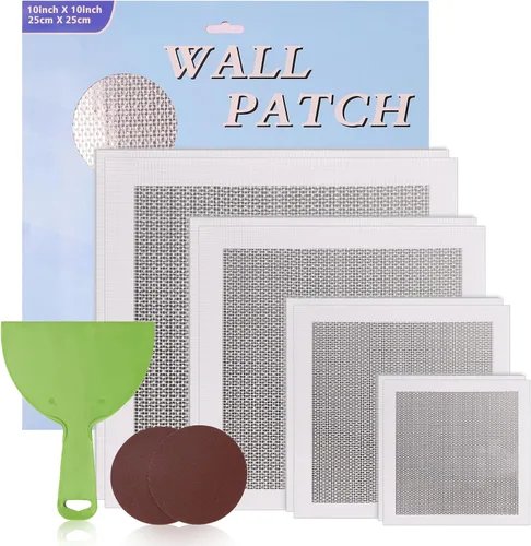 Vista 7 de Kit de reparación de pared de tamaño mejorado, 6 piezas autoadhesivas de 10 pulgadas, kit de reparación de paneles de yeso de aluminio, con su