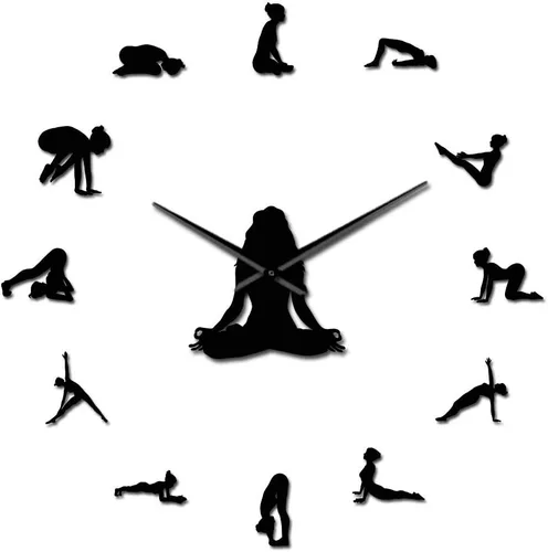 Vista 2 de The Geeky Days Yoga Poses DIY Reloj de pared gigante Encuentra tu equilibrio Arte de pared de meditación Decoración del hogar Reloj de pared grande