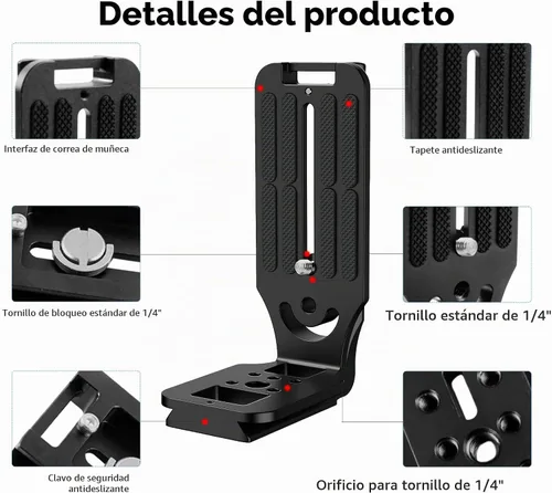 Vista 9 de Cámara con soporte en L para DSLR vertical horizontal Trípode de liberación rápida Compatible con Canon Nikon Sony DJI Osmo Ronin Zhiyun