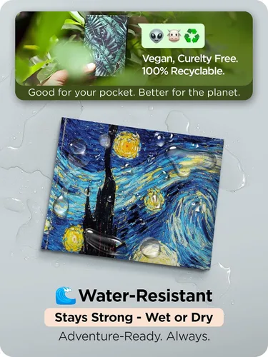 Vista 28 de SUPERVEK Cartera de papel: cartera delgada vegana, delgada, resistente al desgarro y al agua para hombre, The Great Wave, Regular