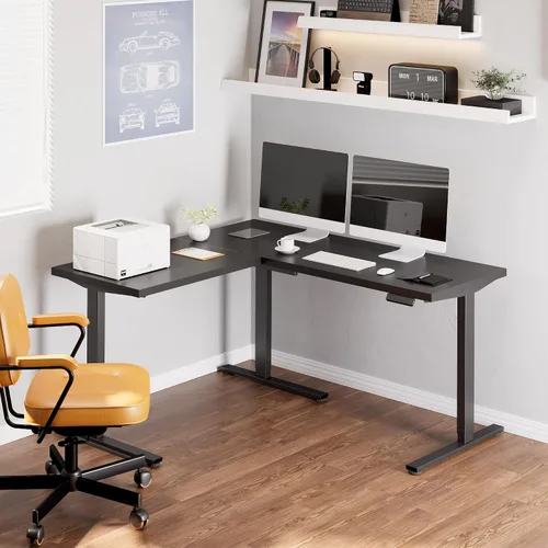Vista 4 de SANODESK Marco de Escritorio Eléctrico Ajustable en Altura con Forma de L de 3 Patas, Soporte hasta 99.8kg, Marco Ergonómico de Escritorio de Pie