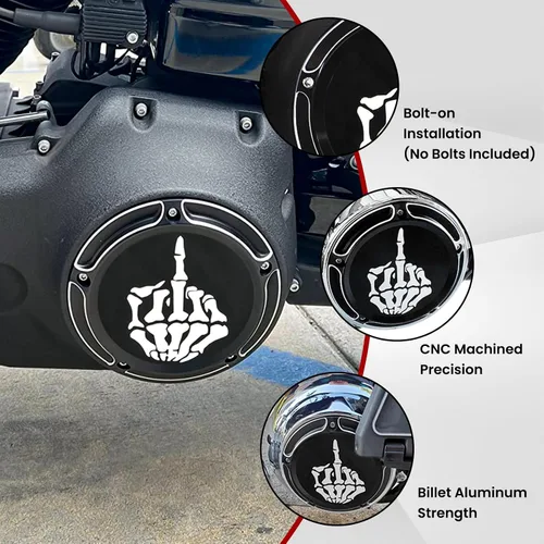 Vista 6 de GUAIMI Tapa de distribuidor de CNC con borde de corte profundo Derby para Harley Dyna FLD Street Glide FLHTK FLHRS Fatboy FXSTB 1996-2013 - Dedo