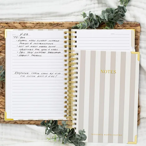 Vista 8 de Cuaderno en Espiral Grueso y Estético Con Pestañas - Diario Premium Para Mujeres Tamaño B5 - Cuaderno de Notas Rayado Para Universidad Con 300