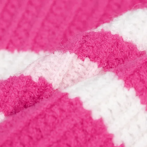 Vista 6 de CuteBone - Suéter de punto a rayas para perros, ropa de invierno de punto rosa para perros pequeños, gatos, niño, niña, atuendo para mascotas
