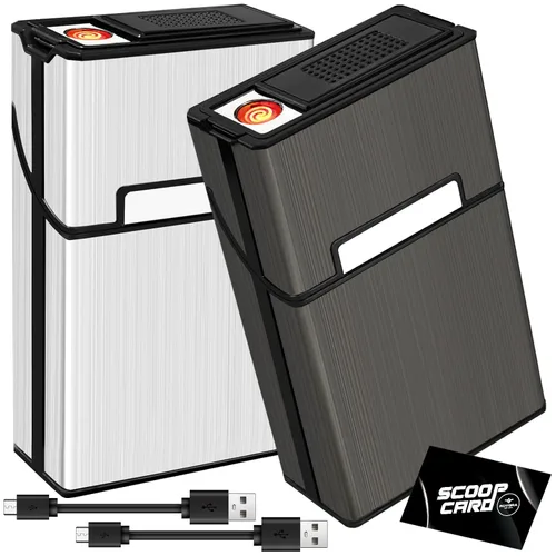 Vista 11 de roygra Funda para cigarrillos con encendedor (paquete de 2), interruptor magnético tamaño King de 85mm, soporte de 20 unidades para hombres