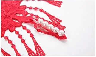Vista 4 de Tangas de encaje sexy con borlas de perlas para mujer, ropa interior de tiro bajo con espalda en T