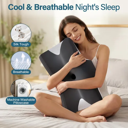 Vista 7 de Almohada cervical eficaz para aliviar el dolor para dormir, almohadas de espuma viscoelástica para apoyo del cuello, almohada lateral de contorno