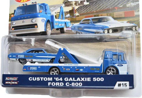 Vista 2 de Hot Wheels Team Transport Custom '64 Galaxie 500 Ford C 800 #15, azul/blanco