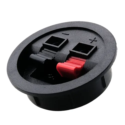 Vista 4 de Copa terminal de altavoz redondo, 4 piezas, clip de resorte rápido redondo, poste de enlace doble, cable de tornillo, subwoofer para coche, conector