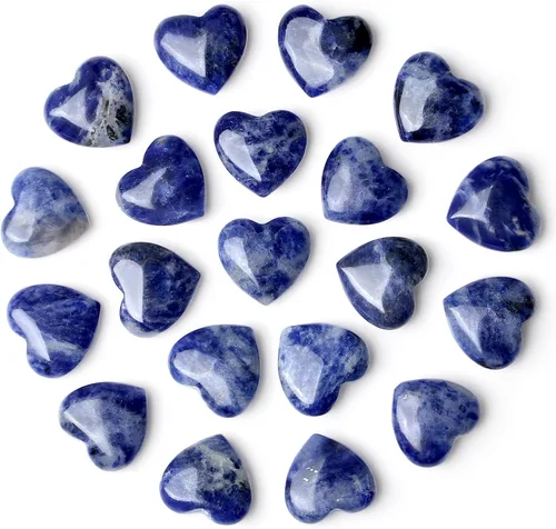Vista 16 de 20 piezas de cristales de amatista, piedras curativas en forma de corazón, cristal pulido, morado natural, lindo bolsillo pulgar, reiki, juego al