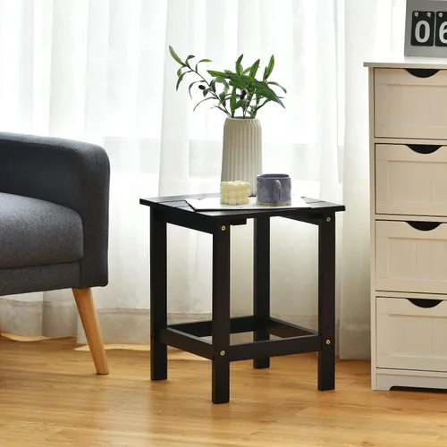 Vista 4 de Giantex Mesa auxiliar para exteriores, mesa auxiliar cuadrada de madera de 15 pulgadas con diseño de rejillas, construcción resistente, fácil