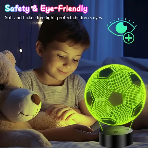 Vista 7 de Regalos de fútbol para niños de 8 a 12 años, lámpara de fútbol con ilusión 3D, regalos para niños, adolescentes, niños y niñas, 5, 6, 7, 8, 9, 10