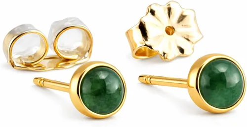 Vista 13 de Juego de aretes pequeños de oro con bisel, bola para cartílago, tragus, hélice, múltiples joyas hipoalergénicas de piedra natal para mujer