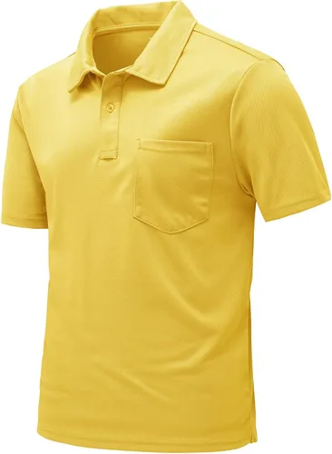 Vista 22 de Rdruko Camisas polo para hombre de manga corta, secado rápido, para golf y deportes al aire libre con bolsillo 01 Negro
